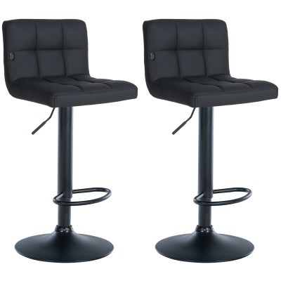 Lot de 2 tabourets de bar Feni simili cuir noir