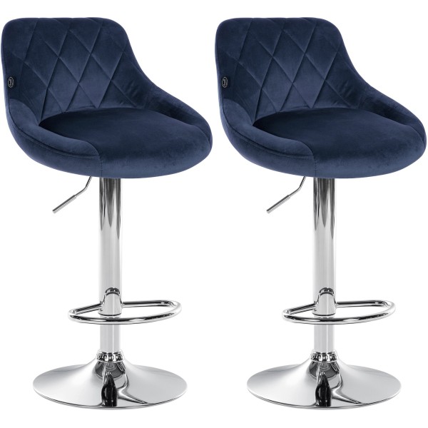 Lot de 2 tabourets de bar Lazio velours chrome