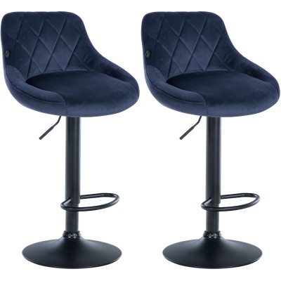 Lot de 2 tabourets de bar Lazio velours noir