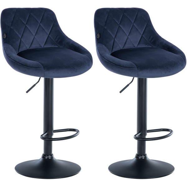 Lot de 2 tabourets de bar Lazio velours noir