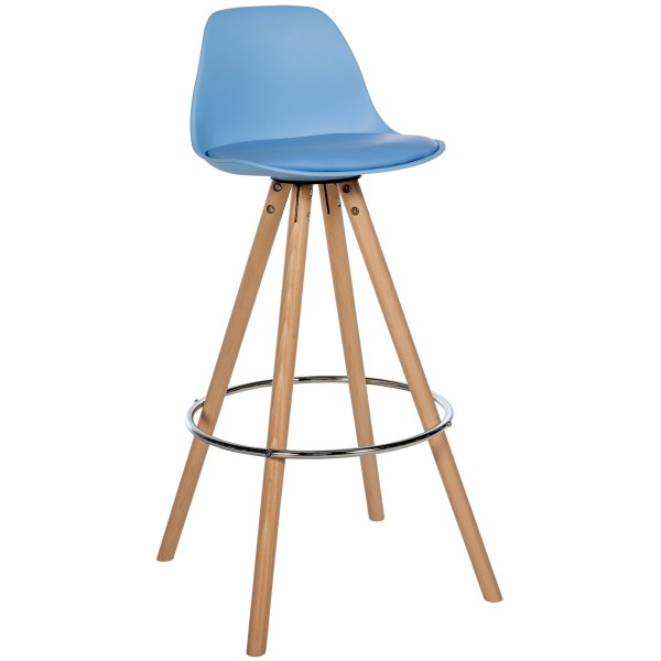 Tabouret de bar Corbin simili cuir rond naturel