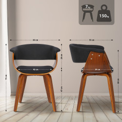 Fauteuil Bruce, tissu noyer/noir