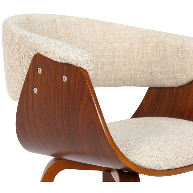 Fauteuil Bruce, tissu noyer et crème