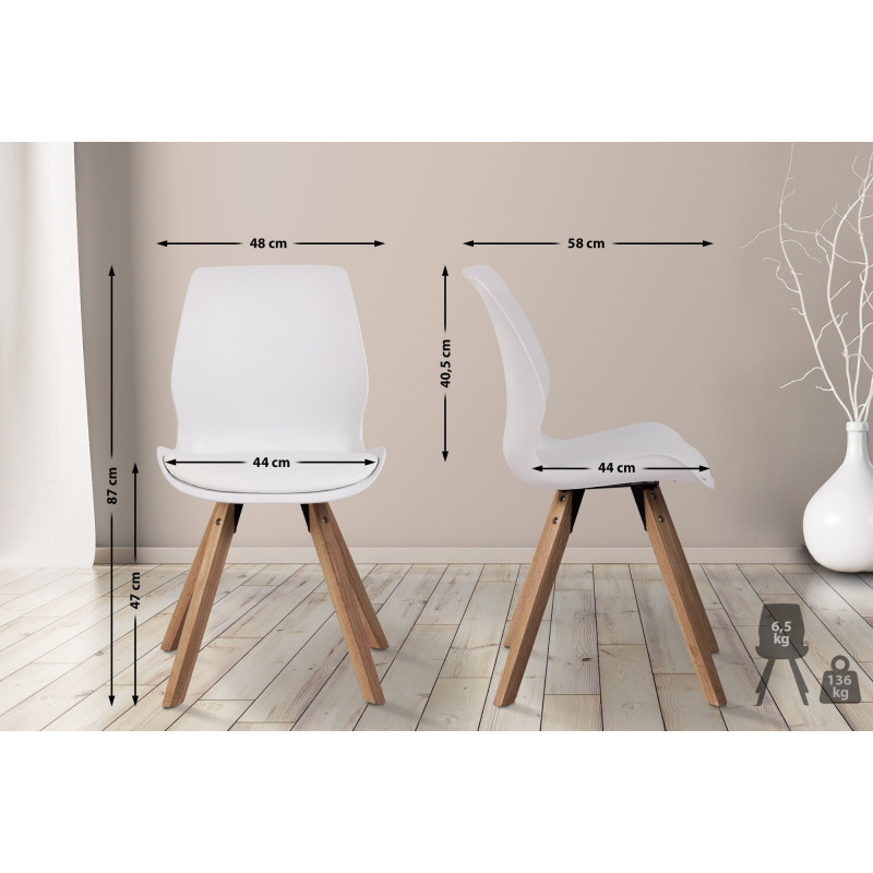 Lot de 2 chaises Luna, en plastique, blanches