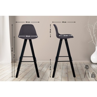 Tabouret de bar Corbin tissu Carré noir