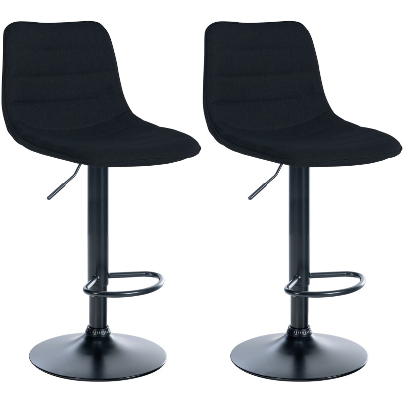 Lot de 2 tabourets de bar Lex tissu B noir