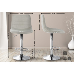 Lot de 2 tabourets de bar Lex tissu C crème