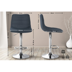 Lot de 2 tabourets de bar Lex tissu C gris foncé