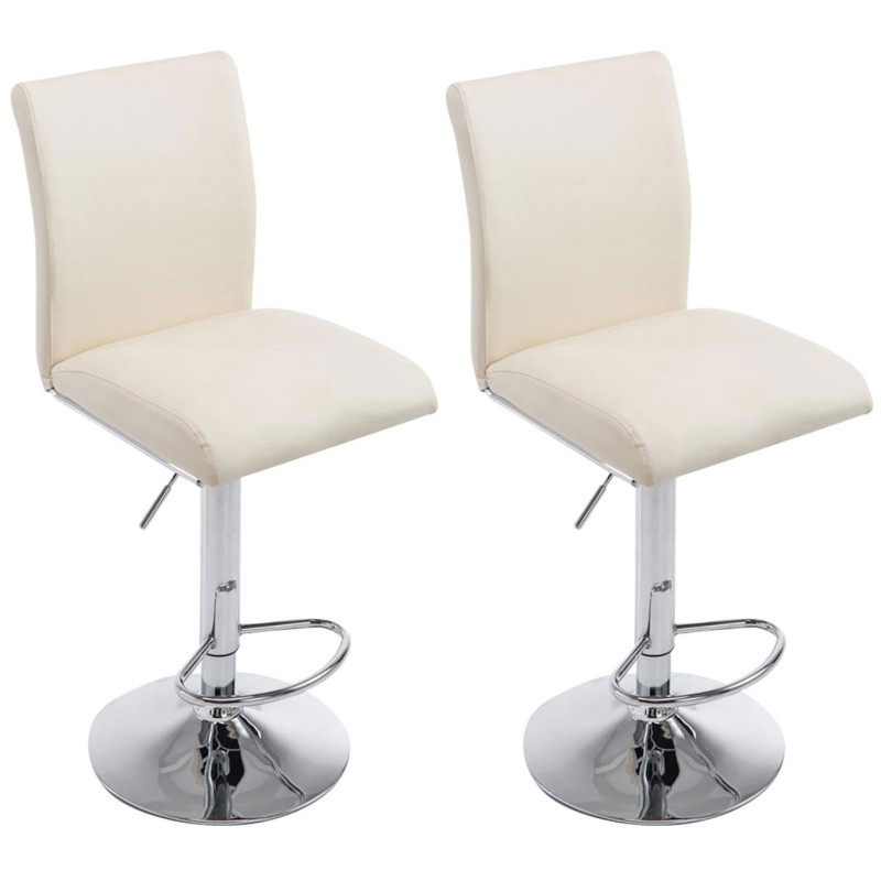 Lot de 2 tabourets de bar Cologne simili cuir chromé crème