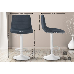 Lot de 2 tabourets de bar Lex tissu W gris foncé