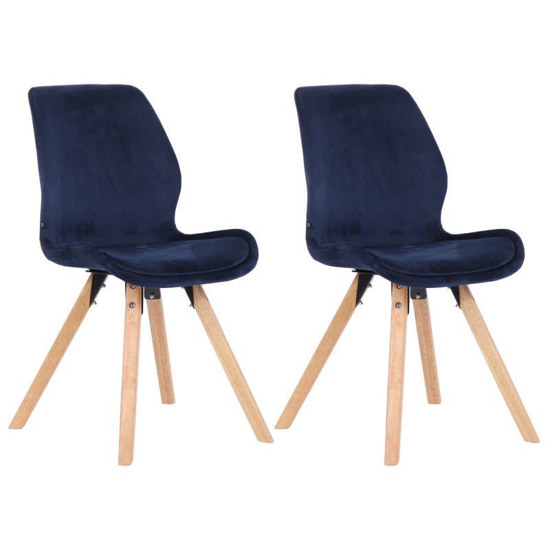 Ensemble de 2 chaises Luna en velours bleu