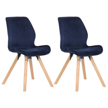 Ensemble de 2 chaises Luna en velours bleu