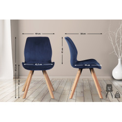 Ensemble de 2 chaises Luna en velours bleu