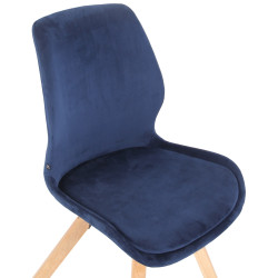 Ensemble de 2 chaises Luna en velours bleu