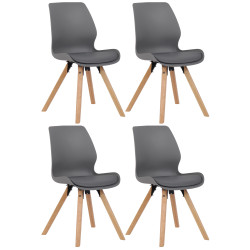 Ensemble de 4 chaises Luna, en plastique, grises