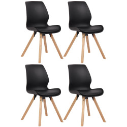 Lot de 4 chaises Luna, en plastique, noires