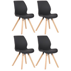 Ensemble de 4 chaises Luna en similicuir noir