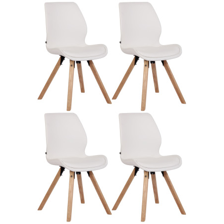 Ensemble de 4 chaises Luna, similicuir, blanches
