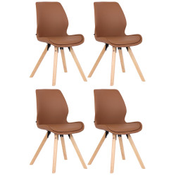 Ensemble de 4 chaises Luna en similicuir marron clair
