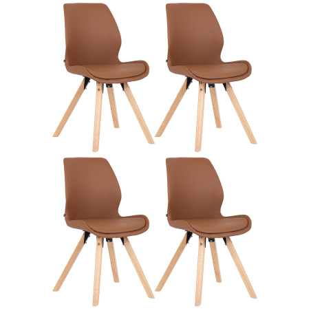 Ensemble de 4 chaises Luna en similicuir marron clair
