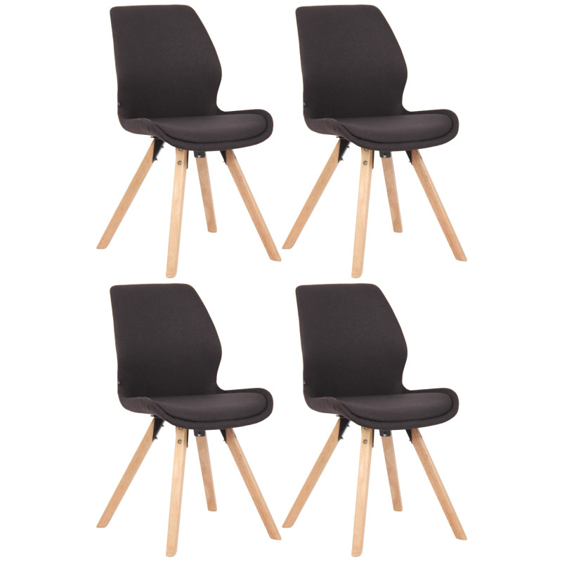 Ensemble de 4 chaises Luna, tissu noir