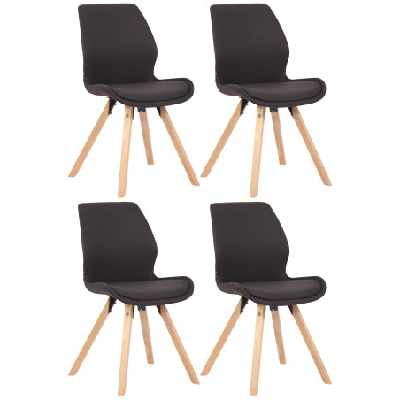 Ensemble de 4 chaises Luna, tissu noir