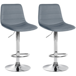 Lot de 2 tabourets de bar Lex simili cuir C gris