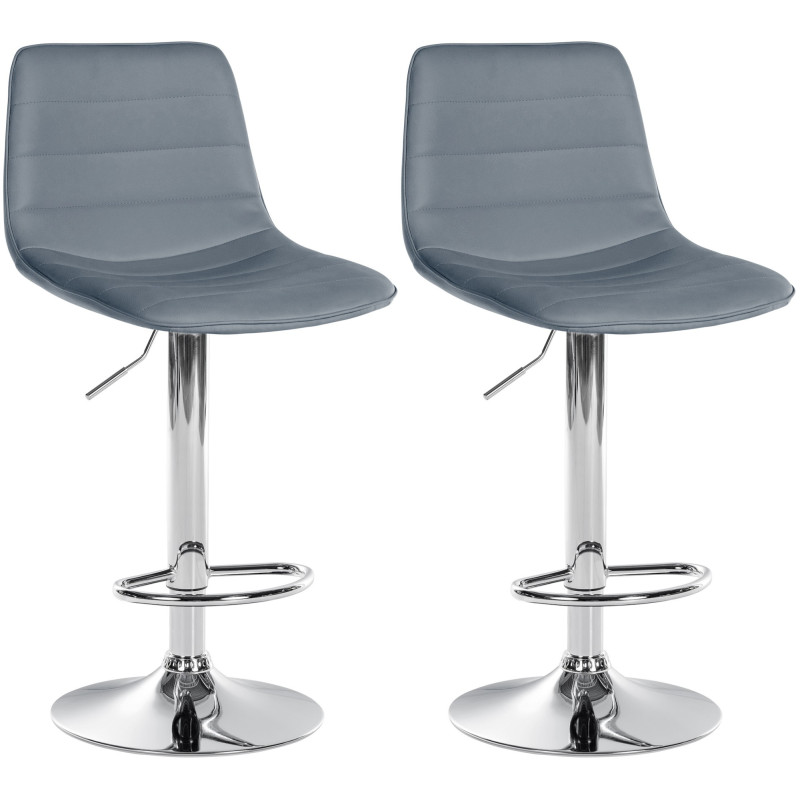 Lot de 2 tabourets de bar Lex simili cuir C gris