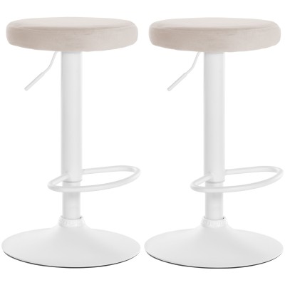 Lot de 2 tabourets de bar Ponte velours blanc