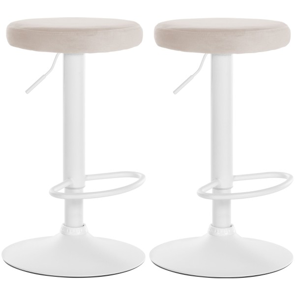 Lot de 2 tabourets de bar Ponte velours blanc