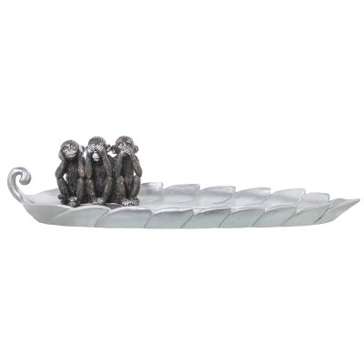 Centre de Table Alexandra House Living Argenté Plastique Volet Singes 12 x 18 x 44 cm