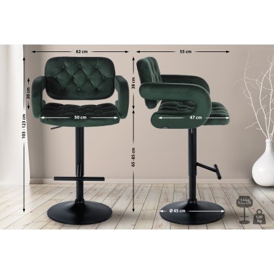 Tabouret de bar Dublin velours noir