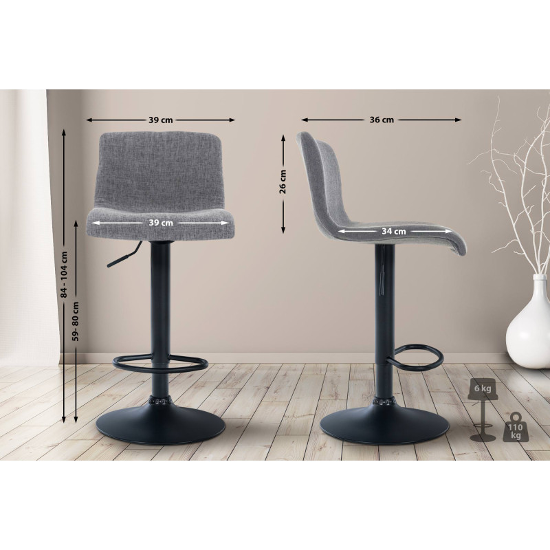 Tabouret de bar Hoover tissu B gris clair