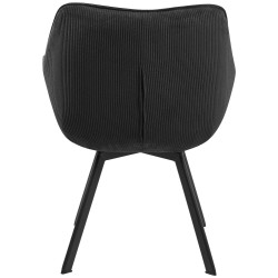 Chaise de salle à manger Jordi Cord, noire