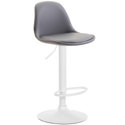 Tabouret de bar Kiel entièrement rembourré en similicuir blanc gris