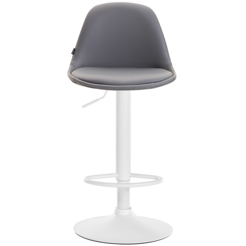 Tabouret de bar Kiel entièrement rembourré en similicuir blanc gris