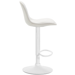 Tabouret de bar Kiel entièrement rembourré en similicuir blanc