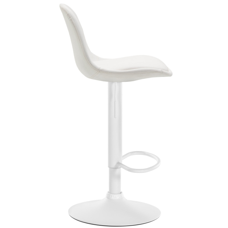 Tabouret de bar Kiel entièrement rembourré en similicuir blanc