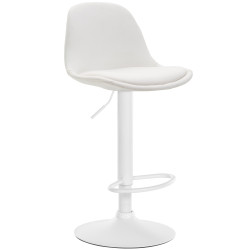 Tabouret de bar Kiel entièrement rembourré en similicuir blanc