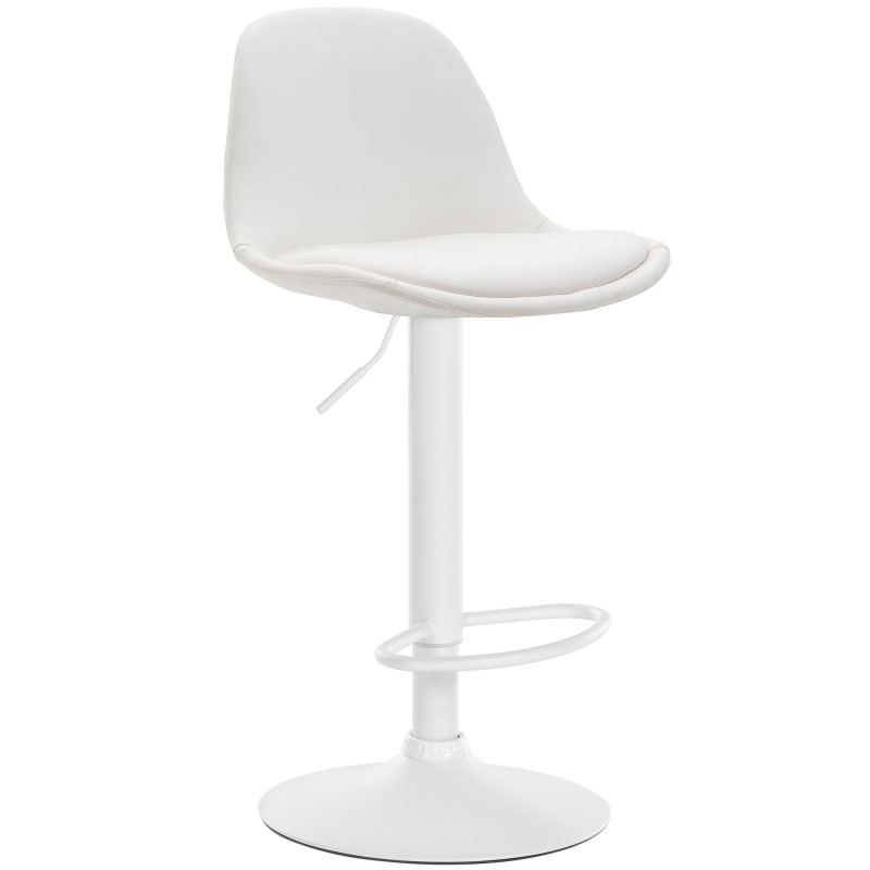 Tabouret de bar Kiel entièrement rembourré en similicuir blanc