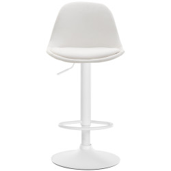 Tabouret de bar Kiel entièrement rembourré en similicuir blanc
