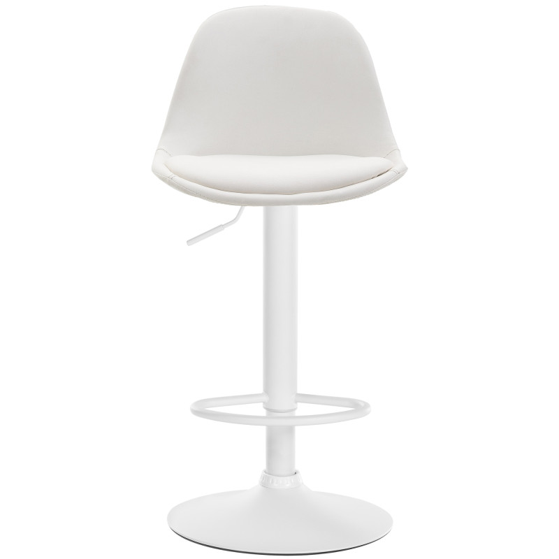 Tabouret de bar Kiel entièrement rembourré en similicuir blanc