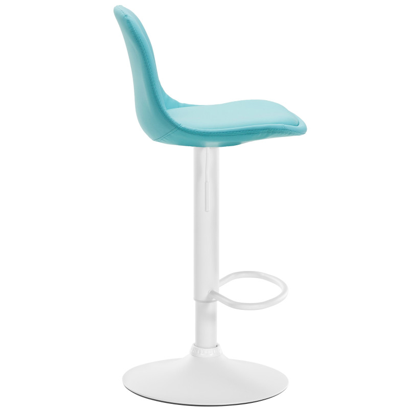 Tabouret de bar Kiel entièrement rembourré en similicuir blanc bleu