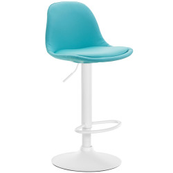 Tabouret de bar Kiel entièrement rembourré en similicuir blanc bleu