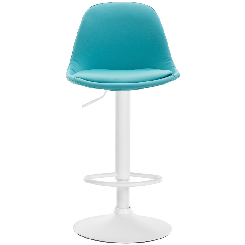 Tabouret de bar Kiel entièrement rembourré en similicuir blanc bleu