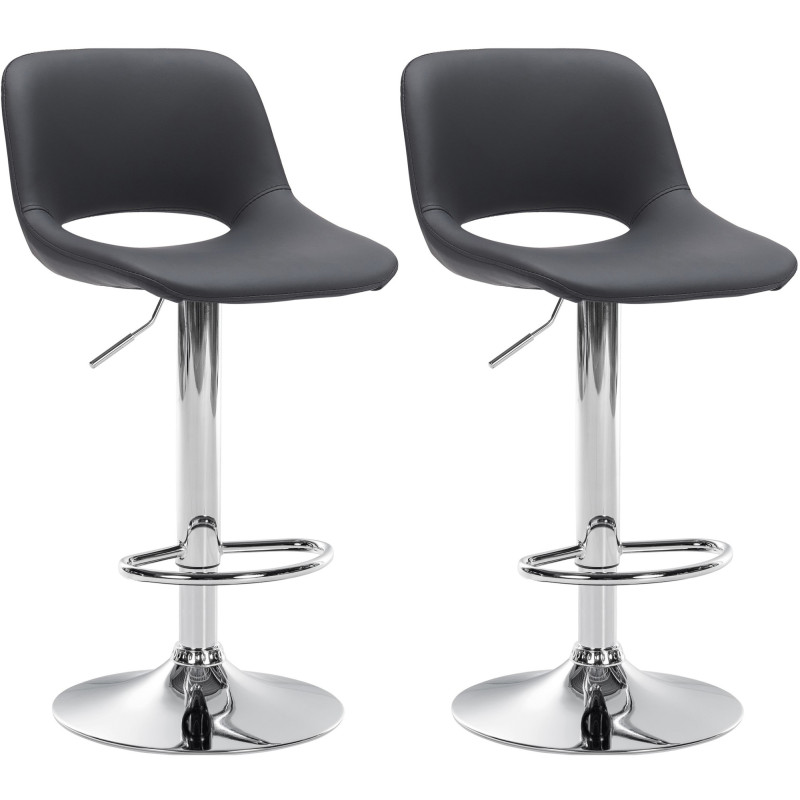 Lot de 2 tabourets de bar Camden, similicuir, chrome-noir