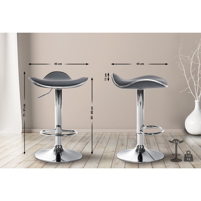 Tabouret de bar Shanghai en cuir artificiel C gris