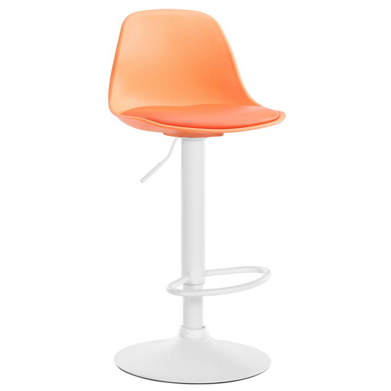 Tabouret de bar Kiel en cuir artificiel blanc orange