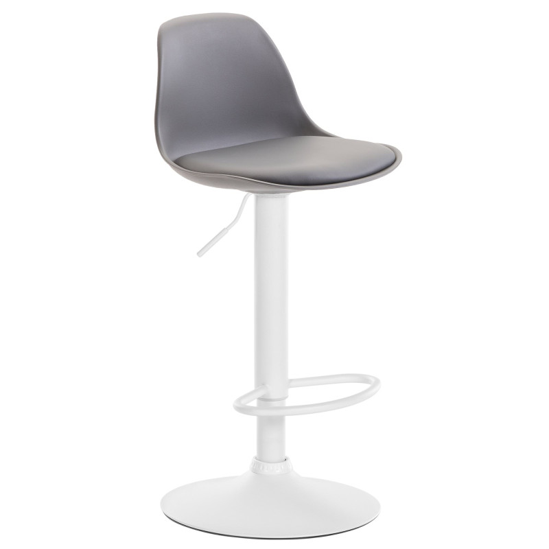 Tabouret de bar Kiel en cuir artificiel blanc gris