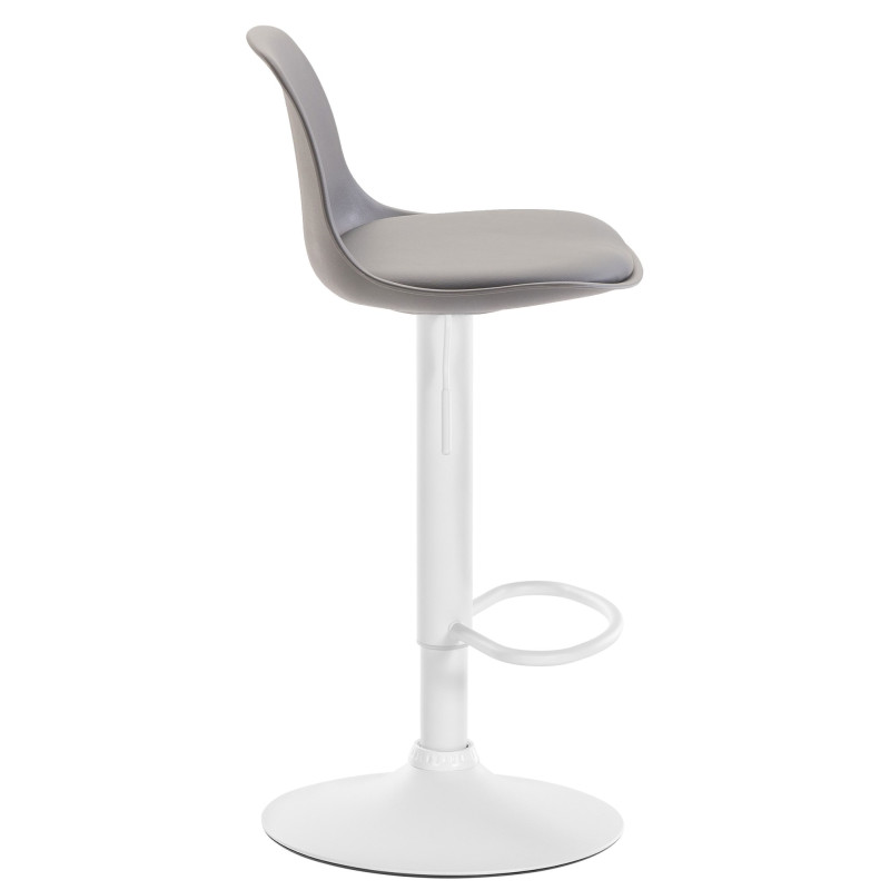 Tabouret de bar Kiel en cuir artificiel blanc gris